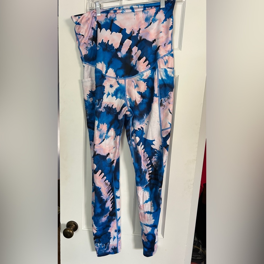 Tek Gear Blue and Pink Tie-Dye Maternity Leggings